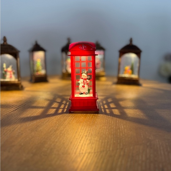 Other - Christmas Lantern Light – Red Phone Booth Santa Snow Globe Lamp